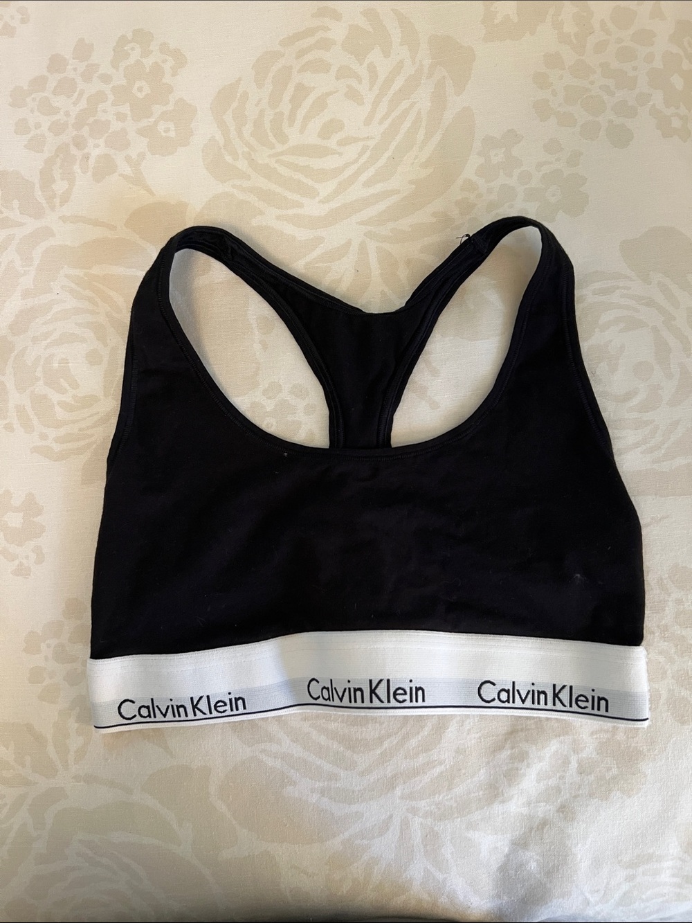 Calvin Klein Black Sports Bra with White Logo Band